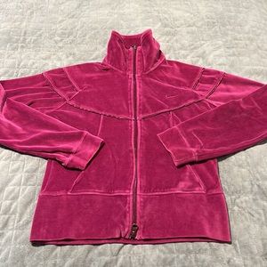 Vintage Nike Track Jacket, Magenta, Velour, Retro, Sweatshirt, Zip-Up, Size S